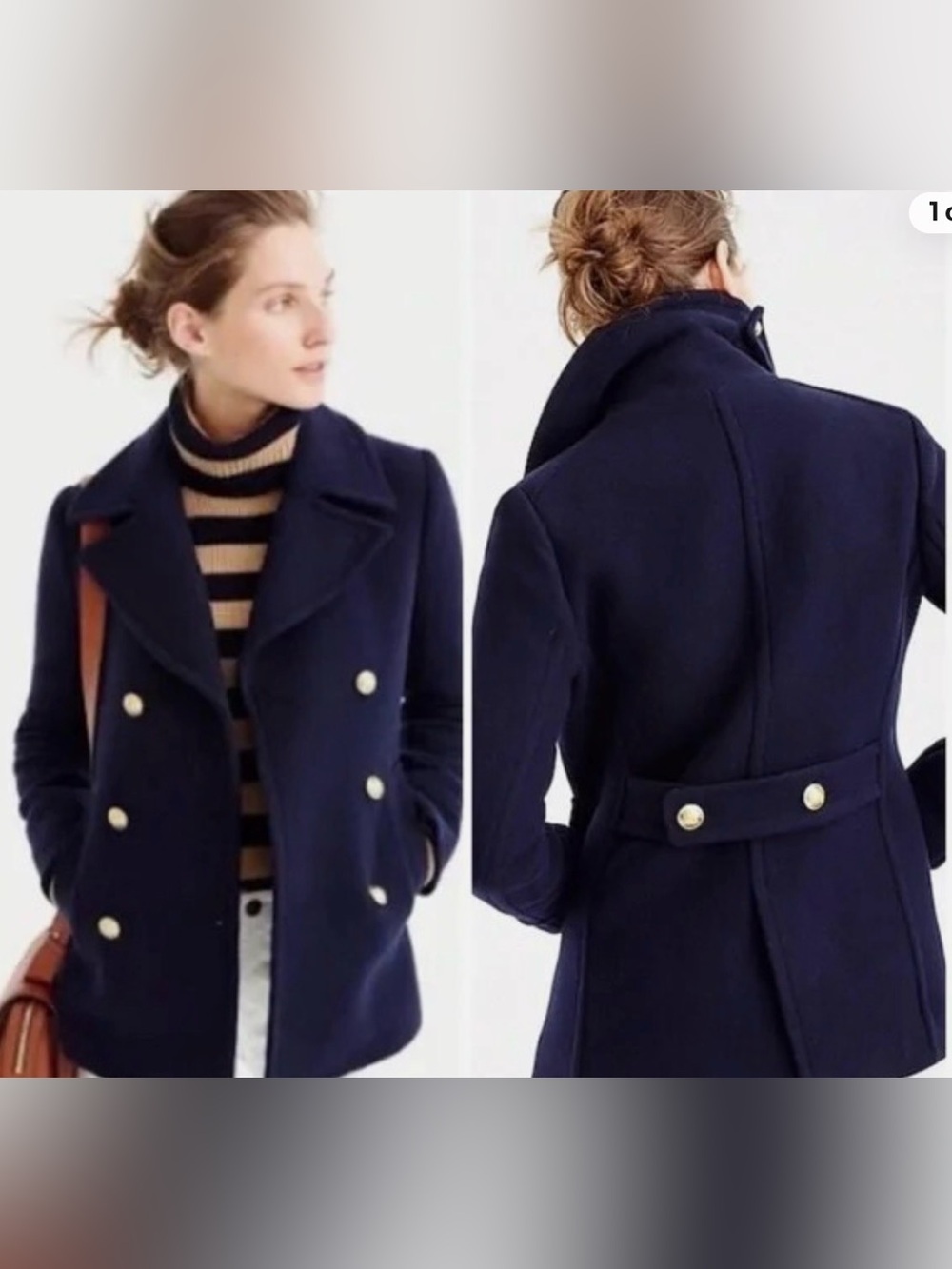 J.Crew Factory Classic Double-Breasted Navy Wool Blend Peacoat Size 8 - Picture 1 of 9